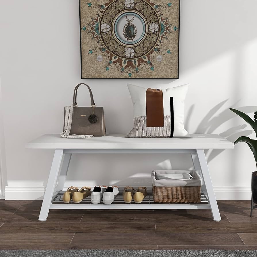【sachi】WHITE_WOOD_BENCH Amazon.com: Oastreeful Industrial Entryway Bench Rustic Wood